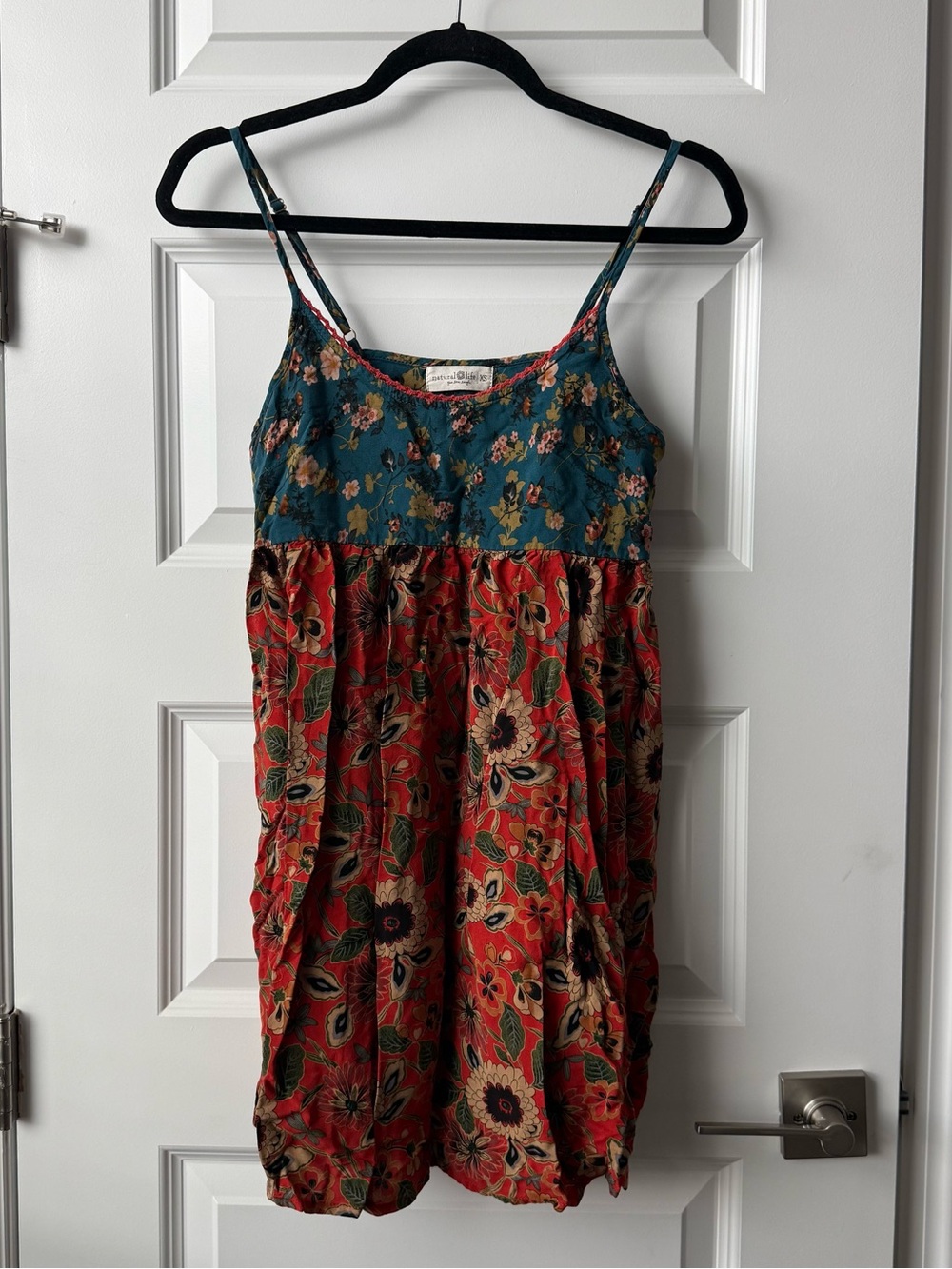 NATURAL LIFE Gigi Teal and Red Floral Mini Dress - Picture 4 of 6